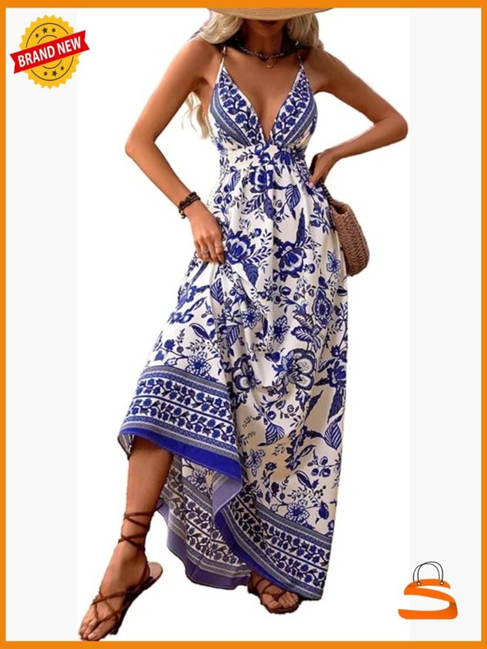 Backless Maxi Dress Summer Boho Wedding Guest Flowy Beach Wear